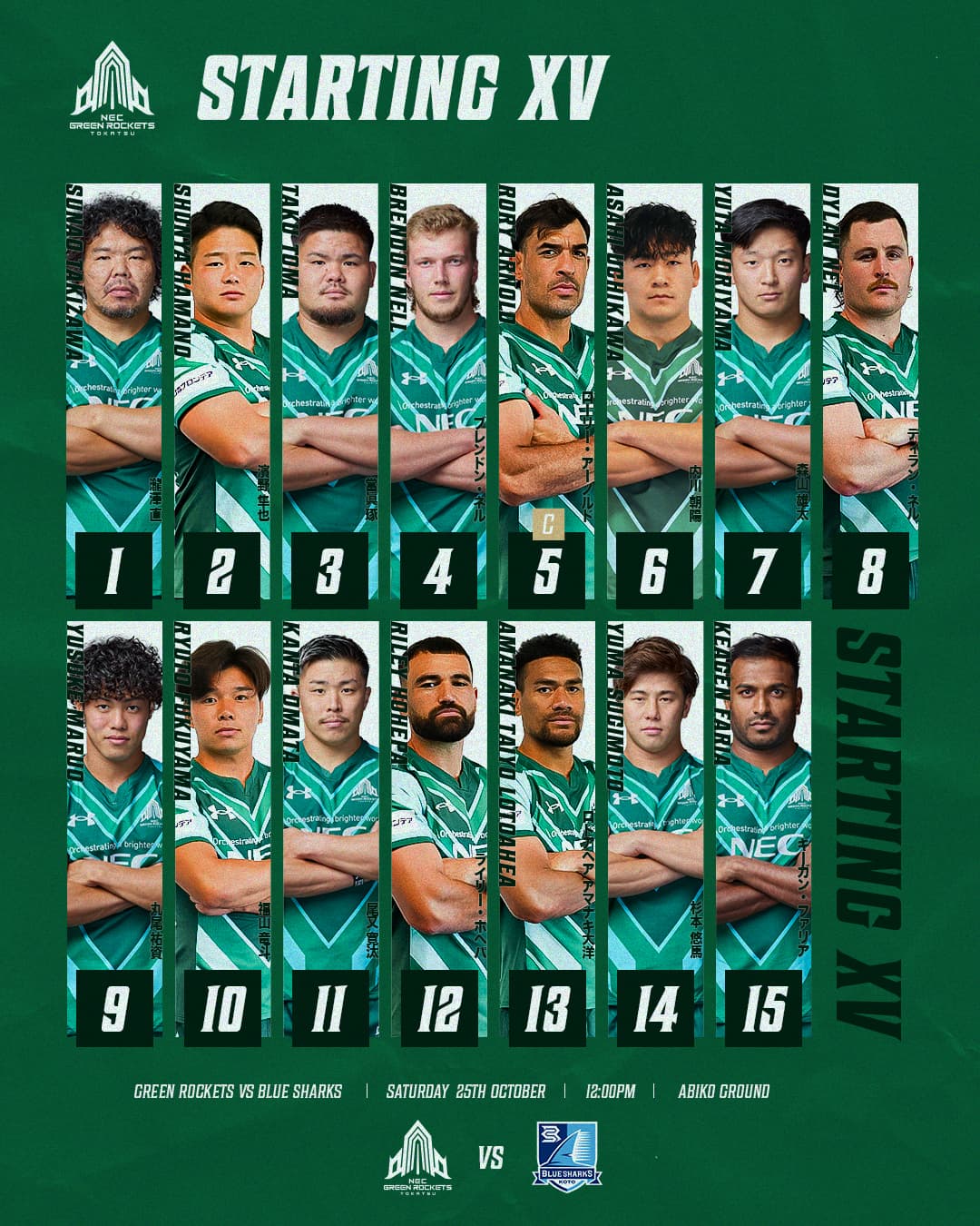 NECグリーンロケッツ東葛 ラグビー オーセンティックユニ サイン入 No.8 NECグリーンロケッツ東葛 ラグビー オーセンティックユニ サイン